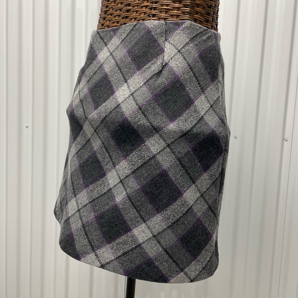 Vintage 35th & 10th Brand wool blend purple/black/gray Plaid Patterned Skirt - Picture 3 of 14